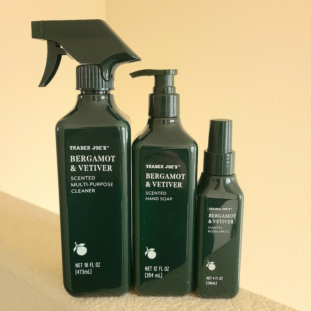Trader Joe's Bergamot & Vetiver Cleaner, Hand Soap, Room Spritz New